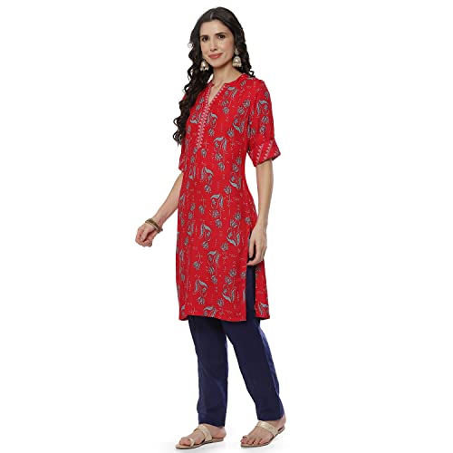 Image of Red Liva Straight Kurta