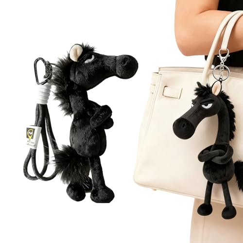 Tanxier Colgante De Caballo Negro Para Bolso - Mascota De Peluche Del Año Del Caballo 2026 Llavero Colgante - Adorable Y Genial Animal De Peluche Charm - Para Adultos Amigos Bolso Mochila Monedero