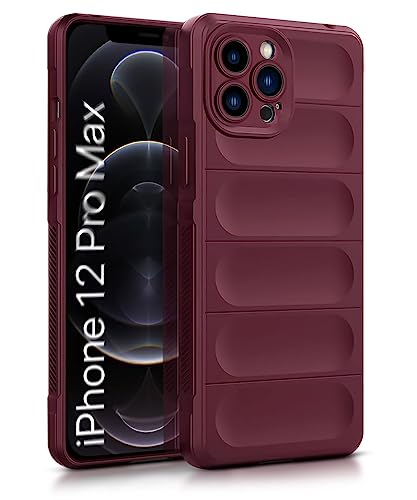 Image of WOW IMAGINE Ultimate Silicon Back Cover Case for Apple iPhone 12 Pro Max | Military Grade Drop Protection Shockproof Bumper | Anti-Slip Grip | Scratch Proof Micro-Fibre Cloth Inside (Crimson Red)