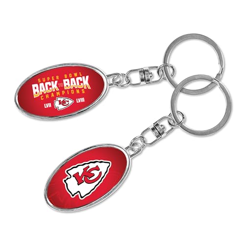 Rico Industries NFL Football Kansas City Chiefs Back to Back Champs Metal Spinner Keychain 1.25