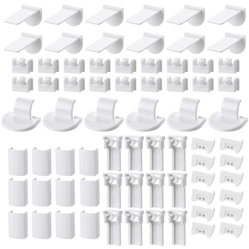 72 Stück Plissee Ersatzteile Set – Robuste Ersatzteile Klemmträger für einfache Installation ohne Bohren Kunststoff Plissee Vorhang Klemmhalterung für Fensterläden Jalousien