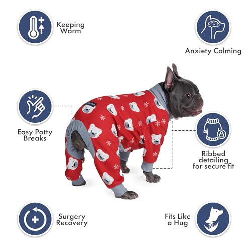 Image of Spark Paws Dog Christmas Pajama, Dog Recovery Suit Male, Onesie, Ultra-Soft and 4-Way Stretch, for Small Medium and Large Breeds - Polar Bear - S