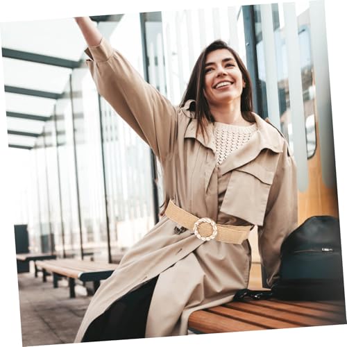 Bohemian Style Fashion Belt for Women Elastic Material with Unique Shell Accents Elegant Round Buckle for Holiday and Country Concert Outfits3