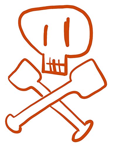 hBARSCI Skull & Crossbones Vinyl Decal - 5 Inches - for Cars, Trucks, Windows, Laptops, Tablets - Outdoor-Grade 2.5mil Thick Vinyl - Orange