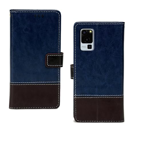 Image of amazon basics Lava Blaze 5G Flip Cover | Card Pockets Wallet & Stand | Flip Cover for Lava Blaze 5G (Blue Coffee)