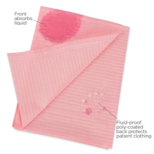 image for Practicon 125 Pack Pink Disposable Patient Bibs, 18