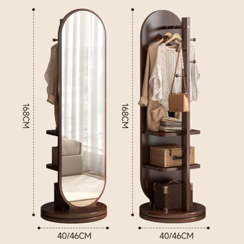 Espejo de pie para dormitorio y sala de estar con perchero de madera maciza 2 en 1 8