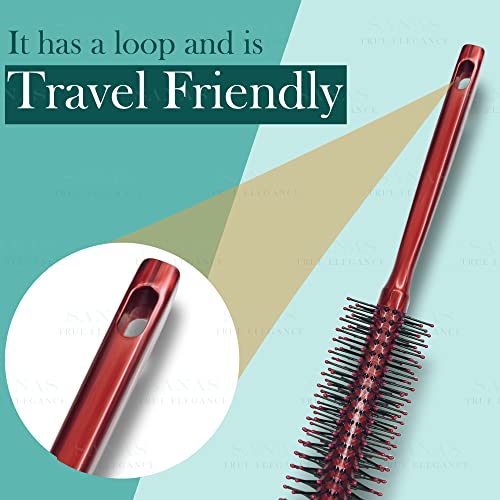 Image of Sanas Round Hair Styling Brush (1Pc) Soft Bristle Round Hair Brush Flexible Detangling Brush Roller Hair Brush Anti-Static Hair Brushes For Women (1Pc) (Assorted)