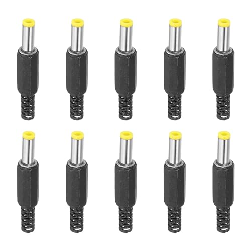 PATIKIL 5.5x2.1mm CC Maschio Terminali Alimentazione Spina 10 Pacco Fai da Te CC Barile Connettore Sostituzione Giallo