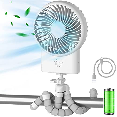 COCO & HAZEL Ventilador portátil para cochecito, portátil, portátil, para asiento de coche, mini USB pequeño, con clip, para cochecitos, con trípode para camas, camping, para bebés y niños (ventilador