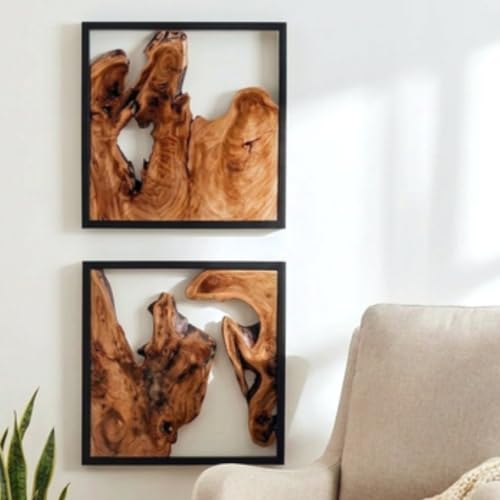 WELLAND 2 Pieces Rustic Cedar Wall Sculptures Live Edge Wall Art Decor Decorative Centerpieces of Wood for Living Room Bedroom Bathroom Home Office Dining Room