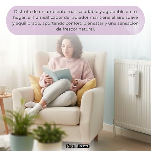 Miniatura 6 de Techzoco Humidificador Para Radiador, Humidificador Universal Con Gancho Para Colgar Flexible, Humidificador Sostenible, Apto Para Todos Los Calentadores, Plástico, Incluye Ganchos, Blanco, 3 Unidades