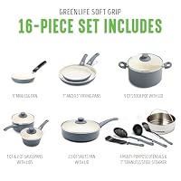 GreenLife 16 Piece Ceramic Nonstick Pots & Pans Cookware Set, Gray — image 3