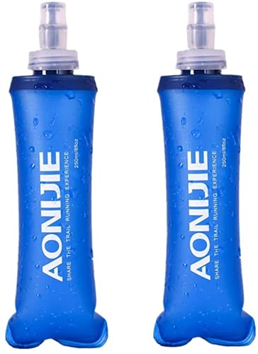 AONIJIE 2pcs Foldable 250mL/500mL TPU Outdoor Sport Water Hydration Bottle Soft Flask For Running Camping Hiking Bicycle (250ML-2pcs)
