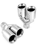 QWORK Universal 2.5' Inlet 3.5' Outlet Dual Exhaust Tip, 9.5' Length Polished Stainless Steel Staggered Exhaust Tailpipe Tip, Set of 2 (Left + Right)