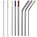 Extra Long Stainless Steel Metal Straws - Fits Yeti, RTIC, SIC, Ozark Trail Tumblers, Set of 6 (6mm, 8mm, 10mm wide) with 6 Soft Silicon Tips & 2 Free Cleaning Brushes