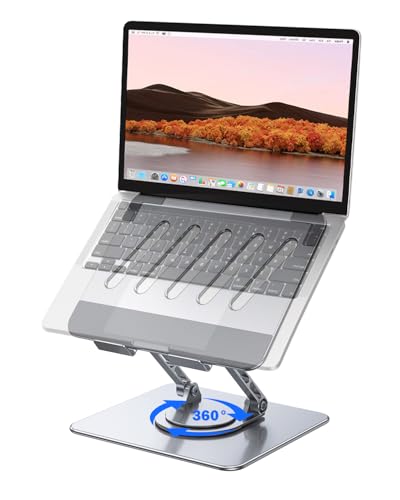 Laptop Stand, Aluminum Laptop Stand for Desk, 360° Rotating Base Laptop Riser, Ergonomic Adjustable Height & Angles Macbook Stands, Foldable Laptop Computer Stands, Sturdy & Portable for 10-18” Laptop Stand, Aluminum Laptop Stand for Desk, 360° Rotating Base Laptop Riser, Ergonomic Adjustable Height & Angles Macbook Stands, Foldable Laptop Computer Stands, Sturdy & Portable for 10-18”