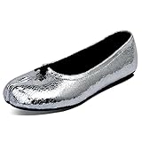 VBDB Tabi Ballet Flats for Women Split Toe Wide Flats for Women Comfort Light Weight Japanese Shoes Silver 11