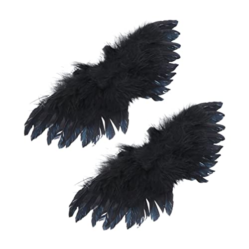 BESPORTBLE 2Piezas Alas De Ángel Negras para Decoración De Fiestas y Accesorios De Disfraces ala De Pluma De Bricolaje para Muñecas y Proyectos DIY
