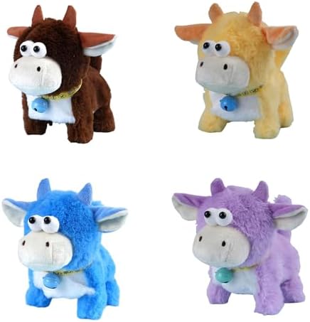 Qcbuegof Electric Walking Cow Plush Toy with Simulation Sounds and Ringing Bells for Interactive Play Toddler Favor Gift Electric Animal Toy - 3