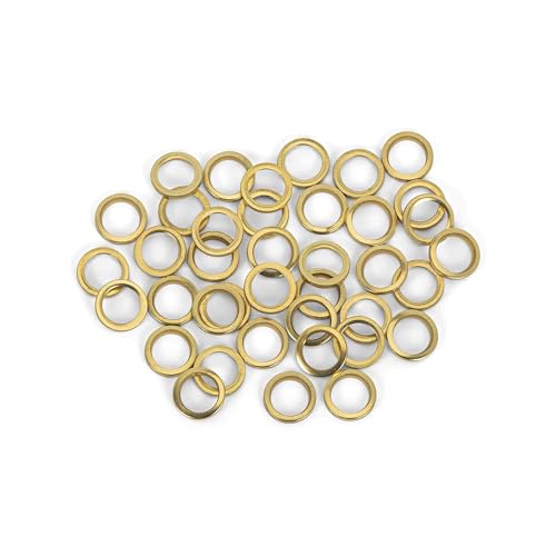 FD-Workstuff Assortimento di 50 Anelli di Fissaggio Ø 9/10/11/12/13 mm in Ottone e Acciaio con Rondelle: Ideali per il Sollevamento di Porte e Evitare Danneggiamenti al Pavimento