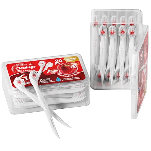cleaings® Mini Disposable Toothbrush Set with Toothpaste – Travel Essentials, Portable Toothbrush for Women & Men, Camping, Road Trip, Vacation, 24 Count-Ice Strawberry Flavor(Pack of 1)