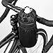 2-Pack for Bike Handlebar Stem Bag with Thermal Insulation and Mesh Pocket, Water Bottle Holder for, Shock Absorbent Faux Leather Bag, Black