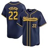 Custom Mens/Women/Youth Milwaukee Navy Christian Yelich Baseball Stitched T-Shirt for Sports Fan