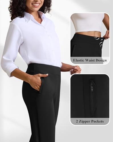 Womens High Waisted Work Suit Wide Leg Pants Side Zipper Pocket Casual Business Dress Pants4