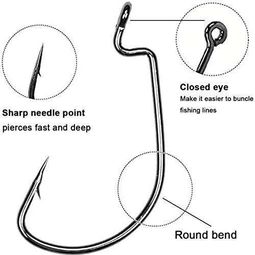 Angelhaken für Barsch, Wurmhaken, 50 Stück/100 Stück, 3 x starke Angelhaken, versetzte Wurmhaken, aus Karbonstahl… – Bild 3