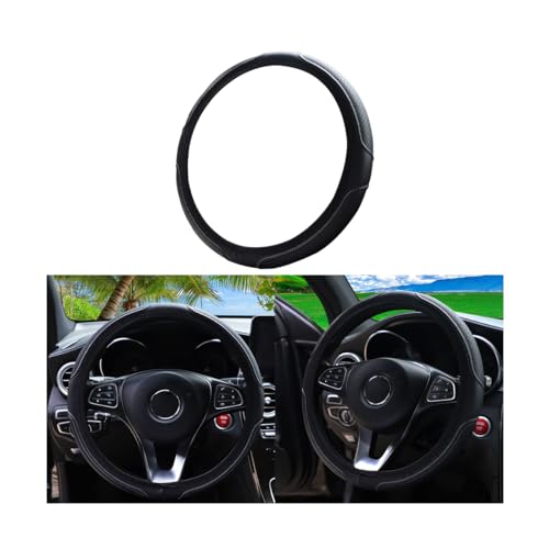 Adunsiaoto Lenkrad Abdeckung Mikrofaser, Heavy Duty Lenkradhülle, Carbon Fiber Auto Lenkrad, Abdeckung Atmungsaktiv Lenkradbezug Faser, Mikrofaser Leder Lenkradhülle Universal Größe(Grau)
