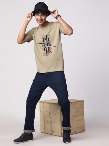 Image of ADRO Men's Graphic Printed 100% Cotton T-Shirt - Regular Fit, Printed T-Shirts for Men