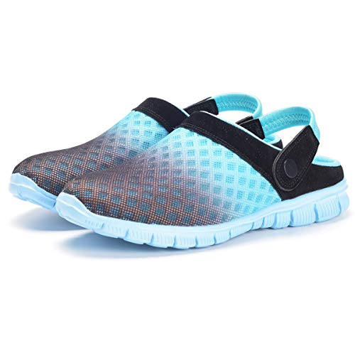Hsyooes Mens Womens Mules & Clogs Garden Shoes Summer Breathable Mesh Slippers Non-Slip Outdoor Beach Sandals Unisex Skyblue,9 Women/7 Men,Label Size 40 #TOP4