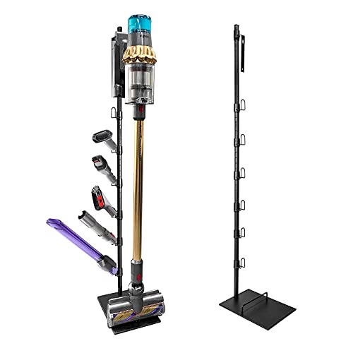 Black Friday - 70% OFF 360Tronics Storage Vacuum Stand for Dyson - V15 Detect V11 V10 V8 V7 V6, Docking Station Charging Holder for Dyson Cordless Vacuum Cleaners & Accessories, Stable Organizer Bracket Rack with 6 Hooks