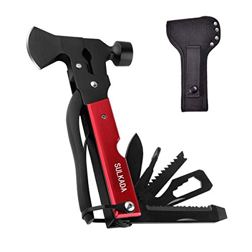 Multitool Axe Camping Tool, Valentines Gift for Men Dad Him Boyfriend, 19-in-1 Survival Gear for Outdoor Hunting Hiking, Emergency Escape,with Axe,Hammer,Plier,Bottle Opener by SULKADA - Used condition - CA$16.57