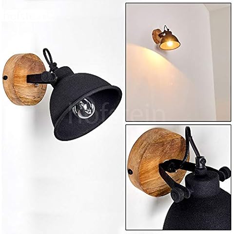 HOFSTEIN Wandleuchte Svanfolk verstellbare Wandlampe aus Holz/Metall in schwarz-matt/braun 1-flammig Cover