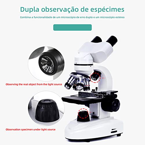 Microscópio Binocular Profesional Lab 12000X-30000X com Conjunto de Acessórios de Laboratório/4 Obje
