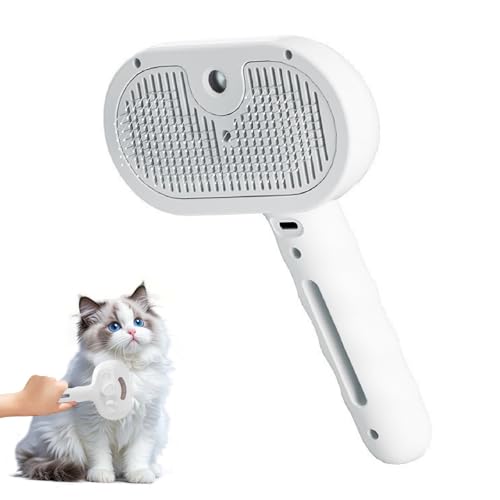 Pettine Spray Per Cani, Pettine Per Gatto Con Vapore, Spazzola Per Cani E Gatti Autopulente, Spazzola A Vapor Spray Per Cani, Per Animali Con Pelo Corto Lungo (Bianco)