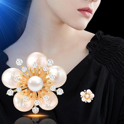 Image of Flower Brooch Pin - Rhinestone Flower Pin 18k Gold Plated - Thanksgiving Day, Birthday, Wedding Gifts for Mom, Wife
