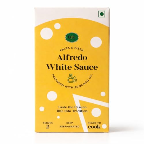 Image of Black & Green Alfredo White Sauce (200gm), Creamy & Cheesy Pasta Pizza Sauce With Avocado Oil, Keto Friendly, Preservatives Free, Gluten Free, Vegetarian, Ready To Cook Sauce