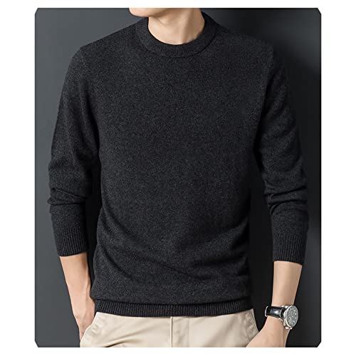 Suéter masculino gola redonda, 100% caxemira camiseta de malha de manga longa, suéter masculino de c