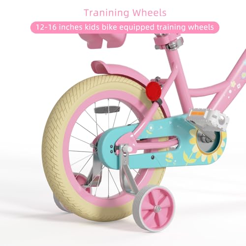 Image of Glaf Girls Bike Bicycle for 2-12 Years Old 12 14 16 20 inch Kids Toddler Bike with Training Wheels and Basket,Doll Seat, Kids Bike Bicycle for Gift