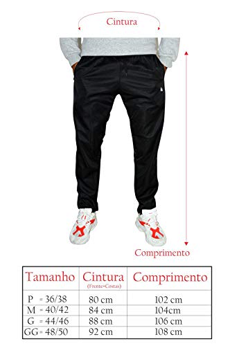 KIT 2 Calças Esportiva KS Masculina Agasalho Cós de Elástico Bolsos Laterais KIT-2-0375 Cor:PRETO;Ta