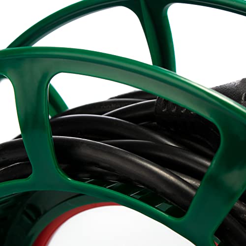 com-four® Kabelaufroller - Kabeltrommel leer aus Kunststoff - Seiltrommel als Organizer für Kabel, Lichterketten, Bänder und Drähte (01 Stück - Aufroller)