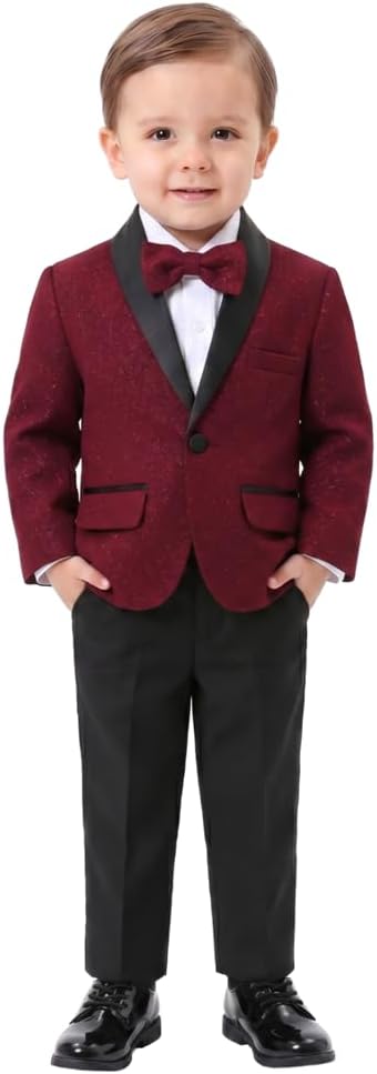 Dressy Daisy Baby Toddler Boys Tuxedo Suit Formal Wear Outfit Set with Bow Tie Size 12 Months to 4T for Wedding Birthday