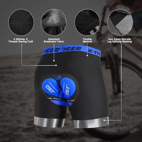 X-TIGER Culotte Ciclismo Hombre 5D Gel Acolchado Ropa Interior de Bicicleta MTB Pantalon Ciclismo Hombre - imagen 4