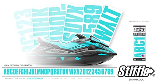 Image of STIFFIE Uniline Mint 3 inch Boat & PWC Registration Decals • Numbers Letters Stickers
