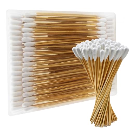 Accesfire 100PCS Large Cotton Swabs in Storage Box 6 Inch Dog Ear Swabs with Bamboo Handle for Dogs - Soft Cotton Gentle and Lint-Free Specially Designed for Dogs (Large)