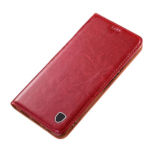 For IPhone 17/17 Air/17 Pro/17 Pro Max用ケース、カードスロット付きキックスタンド付きマグネット式フリップフォリオブック型携帯カバー、プレミアム本革ウォレットケース(Red,17 Air)