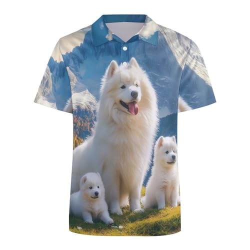 Polo de manga corta transpirable Samoyed Dogs Family casual moda mujer 5